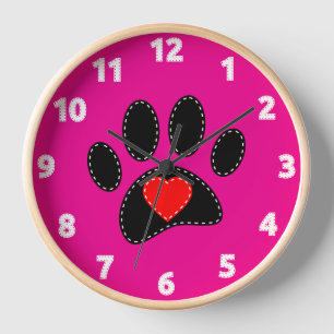Horloge Maman Chien Dessin Rose Chaud