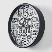Horloge Maman de chat noir et blanc (Angle)