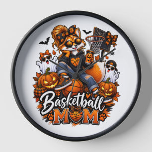 Horloge Maman renard de basket-ball Halloween – Maman de h