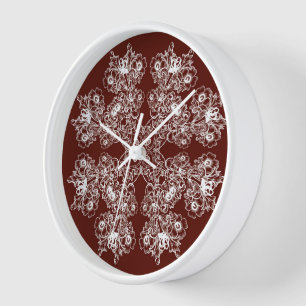Horloge Mandala à fleurs ethniques. Couronne florale