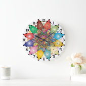 Horloge Mandala colorée avec chiffres arabes (Maison)
