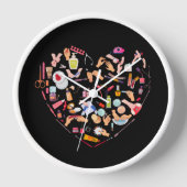 Horloge Manicuriste Nail Technicien Outil Coeur (Recto)