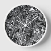 Horloge Marbre Abstrait noir et blanc liquide (Recto)