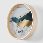 Horloge Marbre de pierre de turquoise blanche Cool or (Angle)
