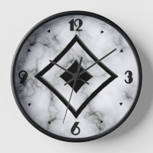 Horloge Marbre gris/gris de motif de gemme, et onyx noir