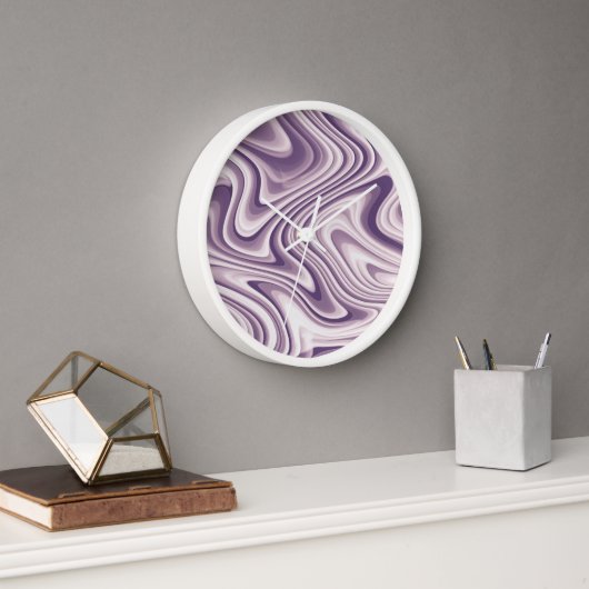 Horloge Marbre Liquide Violet Abstrait (Bureau)