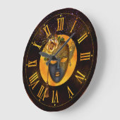 Horloge Mardi Gras, Masque bleu Rose d'or (Angle)