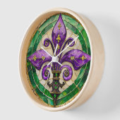 Horloge Mardi Gras Vitrail Fleur de lis (Angle)