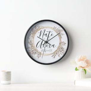 Horloge Mariage de couronnes florales moderne chic personn