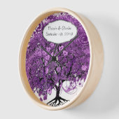 Horloge Mariage de feuille de coeur pourpre de forêt (Angle)