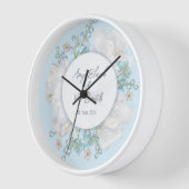 Horloge Mariage floral bleu Tulip (Angle)