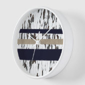 Horloge Marine / Beige / Blancs sur le bois peeling (Angle)