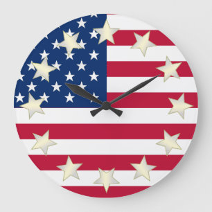 Horloge Marqueurs Étoile Drapeau Américain