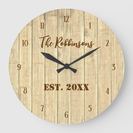 Horloge Marron Classique en Bois Rustique Grande (Recto)