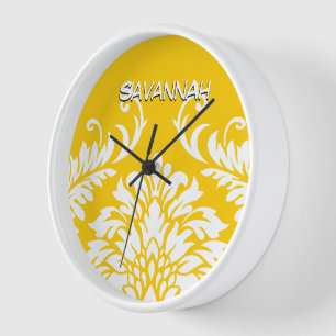 Horloge Masque jaune moutarde personnalisée ou couleur