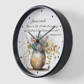 Horloge Matthieu 11:28 Jésus dit : Viens vers moi, Bible V (Angle)