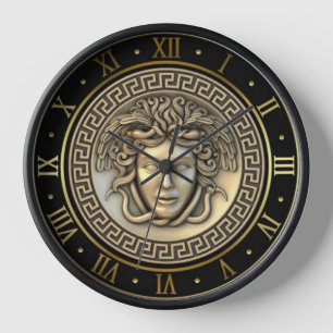 Horloge Méduse en or Gorgone Clé grecque Numéral romain