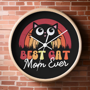 Horloge Meilleur Chat Maman Jamais Rétro Vintage Rainbow F