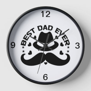Horloge Meilleur papa jamais noir blanc Casquette Moustach