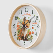 Horloge Meilleure Maman Ever Aquarelle Mignonne Fox Bois M (Angle)