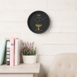 Horloge Ménorah dorée élégante pour un joyeux Hanukkah