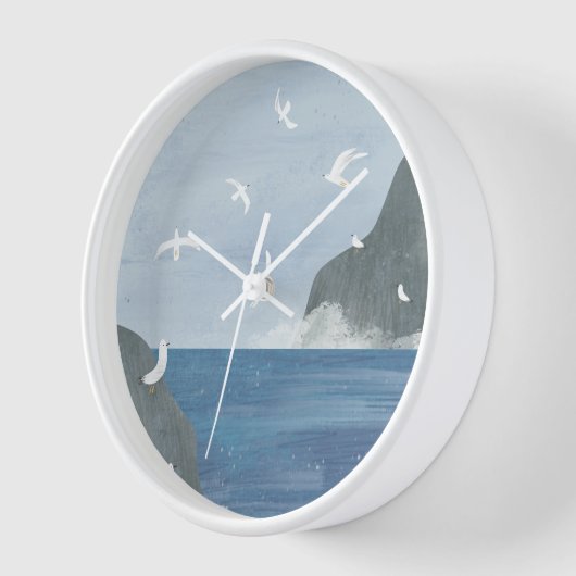 Horloge Mer froide et mouettes (Angle)