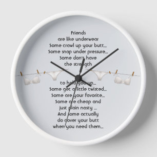 Horloge Merci l'ami sont comme le sous-vêtement Citation a