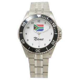 Horloge met aangepaste naam en Zuid-Afrikaanse vla