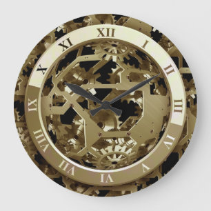 Horloge Métalique Abstraite à Engrenages Steampunk