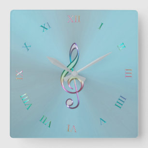 Horloge Metallic Pastel Musique Clé
