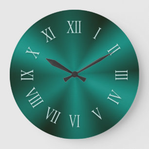 Horloge métallique vert foncé avec chiffres romain