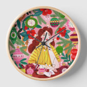 Horloge Mid Century Retro Femme Noël Vacances (Recto)