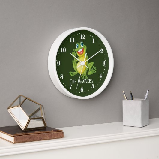 Horloge mignon ajouter nom grenouille amoureux (Bureau)