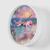 Horloge mignon flamants roses de plage (Angle)
