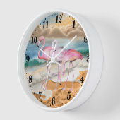 Horloge mignon flamants roses de plage (Angle)