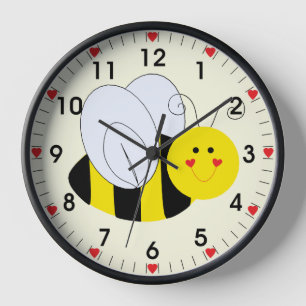 Horloge Mignon gaffez les coeurs d'abeille