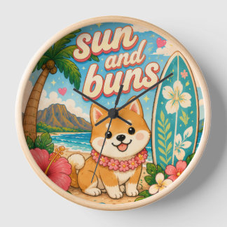 Horloge Mignon oreiller rond kawaii Hawaï