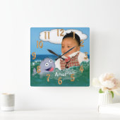 Horloge mignonne de baleine avec votre photo et (Maison)