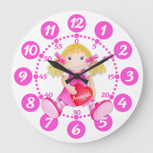 Horloge mignonne de blanc de rose d'art de coeur