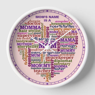 Horloge Mignonne Maman Fête des Mères Parole Art Coeur Per