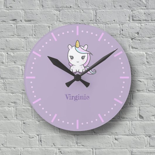 Horloge mignonne mauve Unicorne