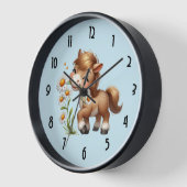 Horloge Mignonne Pony Mange Manger Des Marguerites (Angle)
