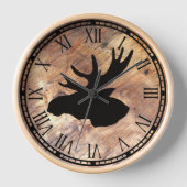 Horloge mignonne tête d'orignal rustique (Recto)