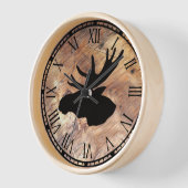 Horloge mignonne tête d'orignal rustique (Angle)