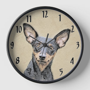 Horloge Miniature Pinscher Peinture mignonne Chien Art ori