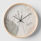 Horloge Minimal Botanical Clock – Abstract Line Art (Recto)