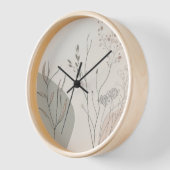 Horloge Minimal Botanical Clock – Abstract Line Art (Angle)