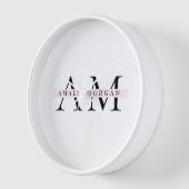 Horloge Minimal Pastel rose initial et personnalisé (Angle)
