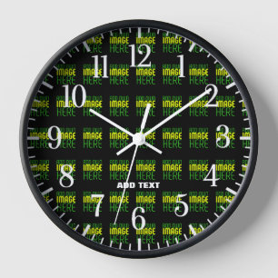 HORLOGE MODÈLE DE TEXTE D'IMAGE NOIRE SIMPLE ET MODERNE