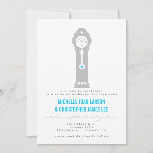 Horloge moderne avec le faire-part de mariage de (Devant)